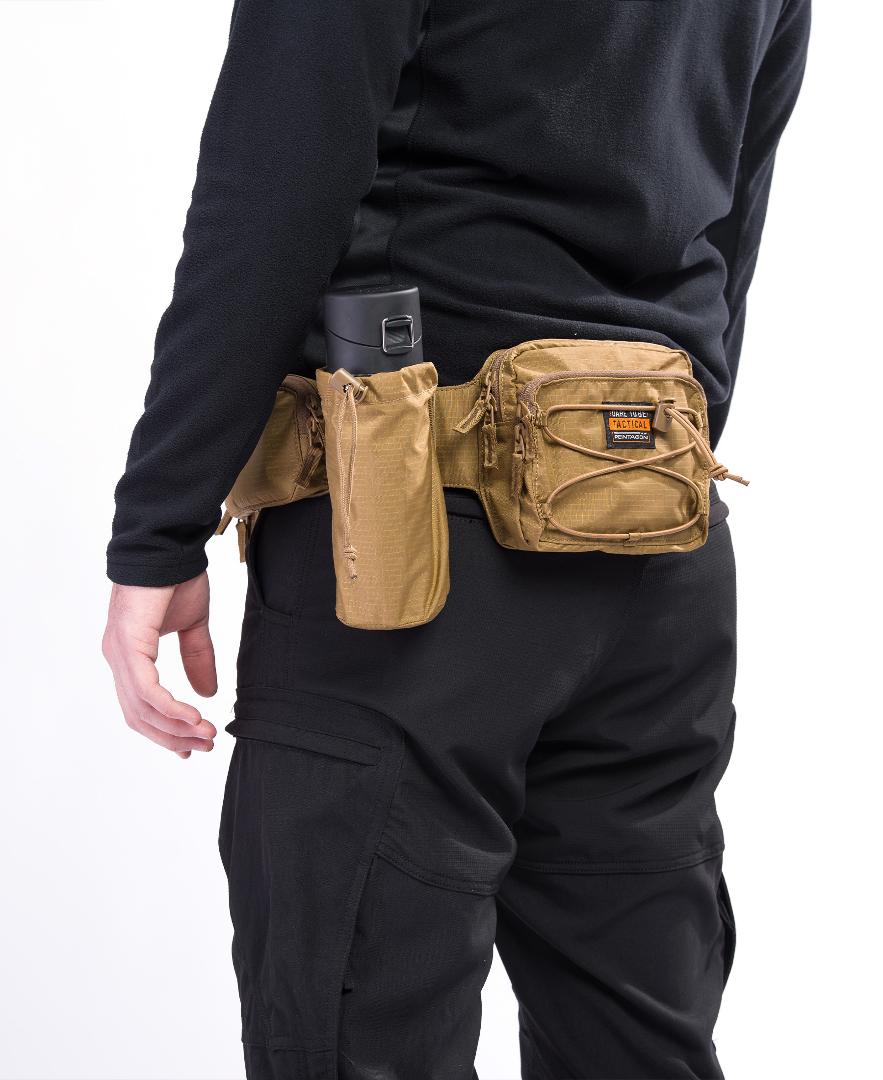 Pentagon Alissos Sistema Cintura Tattica Con Borsa Bottiglia E Tasca In Pile – Ammortizzatore Imbottito, Lunghezza 85-130 Cm, Peso 345 G