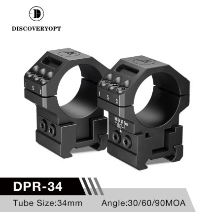 DISCOVERY OPTICS 7075 Aluminum Scope Rings – 34mm Tube | Fits 1.35" Scope Mount for Picatinny Rail - Regolazione angolo 30/60/90 Moa